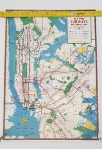Map Of New York Subway & Elevated Lines Guide 20X28” Vintage Poster Hagstrom's - Picture 1 of 8