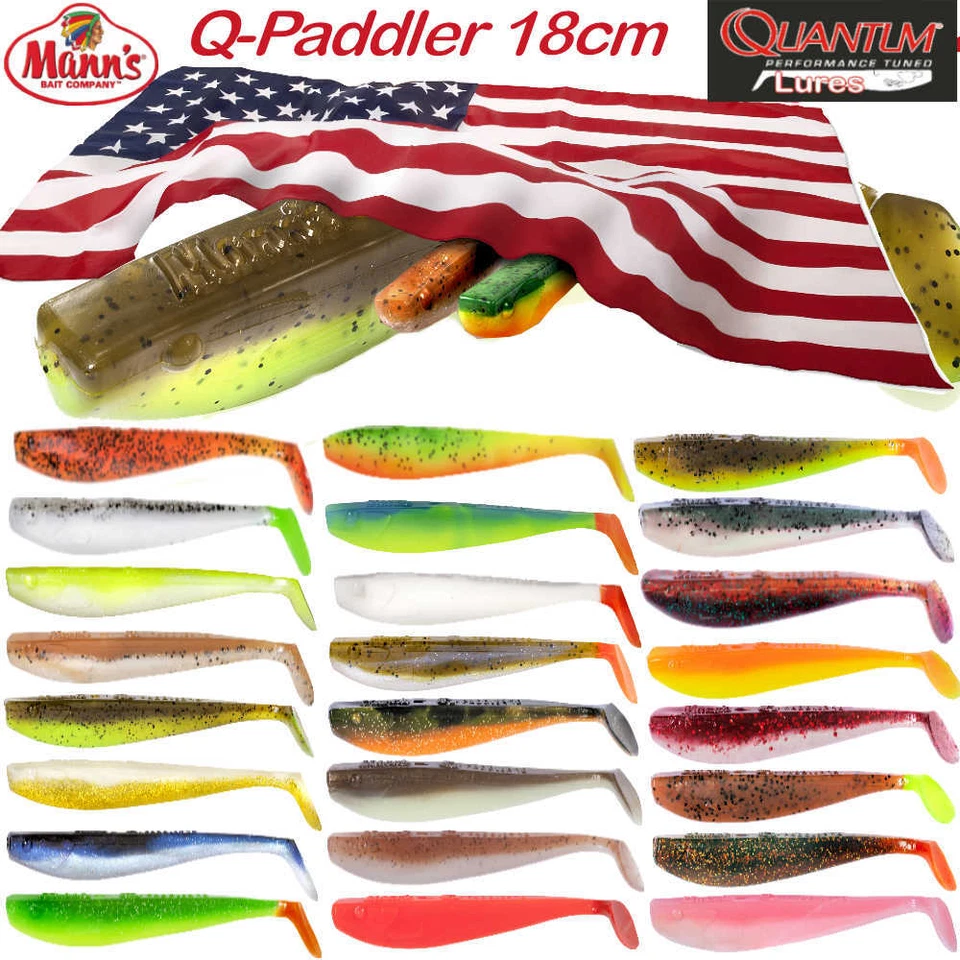 Quantum Q-Paddler 18cm by Mann's Gummifisch Shad Hechtköder Farbe zur Auswahl  - Bild 1 von 1