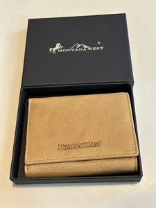 Montana West Light Brown Tan Khaki Trifold Leather Wallet W/ Magnetic Closure - Picture 1 of 7