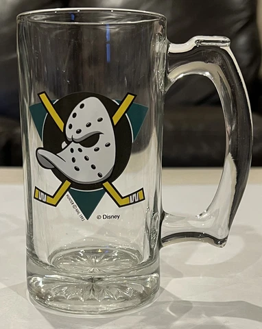 NHL Hockey Anaheim Mighty Ducks Rare Vintage 1993 Glass Beer Mug/Stein Cover