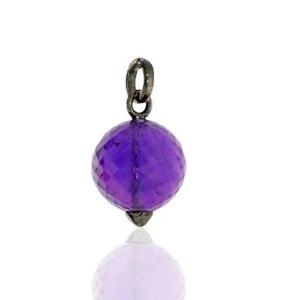 Charm Anhänger 9,14ct Lila Amethyst Briolette Schliff Vintage Look 925 Silber - Bild 1 von 4