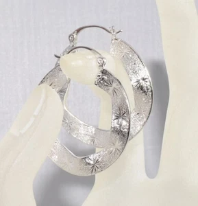 9ct White Gold Filled Lady 34mm Hoop Earrings Evening Birthday Xmas Gift K/6745 - Picture 1 of 4