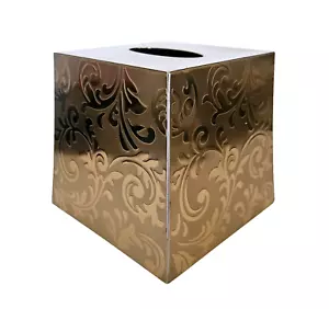 Scatola Porta Fazzoletti Porta Rotolo Tono Oro Design Metallo Rialzato 6" - Foto 1 di 5