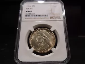 1935 MS66 Boone Silver Commemorative NGC Certified Gem - Lightly Toned - Picture 1 of 8