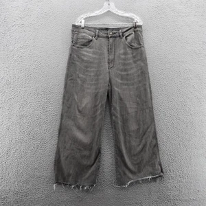 Pantalones de mezclilla Risen tiro alto pierna ancha talla 1XL grises para mujer dobladillo deshilachado elástico - Imagen 1 de 17