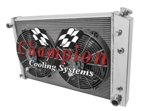 3 Row KR Champion Radiator 19"x28" Core, 2 14" Fans for 1973 - 1991 Chevy Blazer - Picture 1 of 9