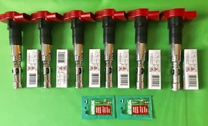 2002-2006 Audi A4 B6 A6 C5 3.0 Engine OEM Ignition Coil Spark Plug Set - Picture 1 of 1