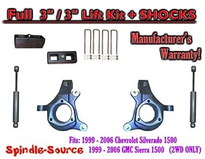 Spindle 3" Lift Kit 3" / 3" + SHOCKS FOR 99 - 07 Chevy Silverado GMC Sierra 1500 - Picture 1 of 1