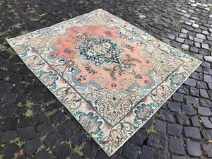 Turkish Antique rug Bohemian Area rug Oushak rug Vintage Rug Handmade Wool rug - Picture 1 of 12