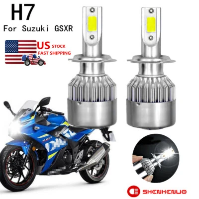 Kit de bombilla de faro LED H7 brillante para Suzuki GSXR 1000 750 600 Hayabusa luz HID Foto 1 de 4