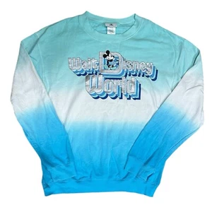 Disney Parks Walt Disney World Sweat Shirt Size M Medium Blue Ombre Dipped Top - Picture 1 of 6