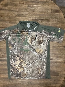 Realtree Herren Medium Reißverschluss Tasche Poloshirt Woodland Camouflage Kurzarm EUC - Bild 1 von 7