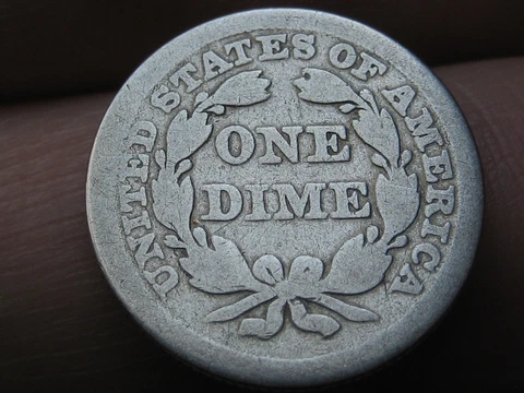 1845 P Seated Liberty Silver Dime- Philadelphia, Good/VG Details Cover