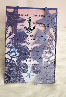 Tarjeta y sobre personalizado corte láser boda día noche invitación recibir tarjeta Foto 1 de 4