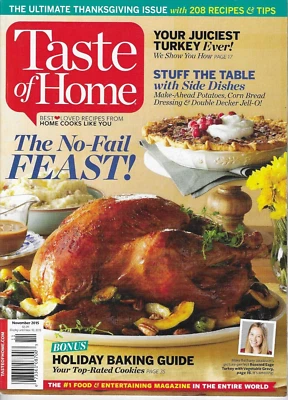 Taste of Home Magazine Nov 2015 Recipes Thanksgiving Turkey Dressing Cookies Pie - Image 1 of 2