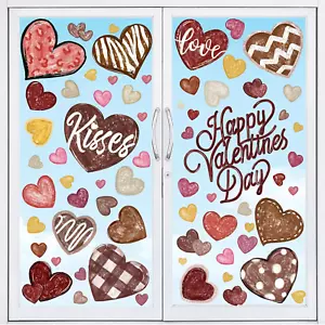 6 Sheets Brown Valentines Window Clings Love Heart Window Stickers Double-Sided  - Picture 1 of 12