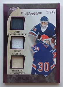 2023 Leaf ITG Used Triple Relic Lundqvist / Richter / Vanbiesbrouck /45 Rangers - Picture 1 of 2