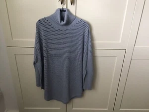 Lauren Vidal Blue Knit Oversized Roll Neck Sweater Size S Fits, 10,12,14,16,18. - Picture 1 of 3