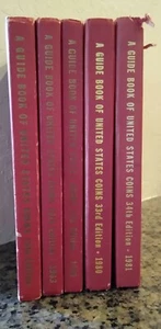 A Guide Book of United States Coins hc 5 book vtg lot '62, '63, '66, '80, '81 - Picture 1 of 5