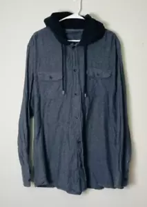 No Boundaries Size XL Gray Black Drawstrings Button Down Hoodie - Picture 1 of 11