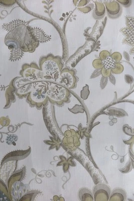 SANDERSON VORHANGSTOFF DESIGN Roslyn 3 MTR NEUTRAL/GOLD 100% LEINEN VINTAGE CO