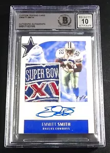 #1/1 Emmitt Smith Auto BAS BGS 10 Autograph Jersey Patch Super Bowl Logo Signed - Picture 1 of 8
