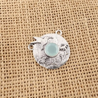 Colgante de joyería hecha a mano de plata de ley 925 con piedras preciosas de calcedonia Aqua para madre Foto 1 de 4