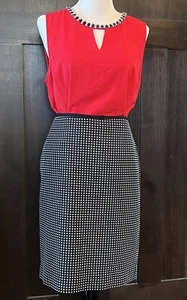 Sleeveless Top Jewel Neckline Keyhole Blouse Party Cocktail Red Size L - Picture 1 of 4