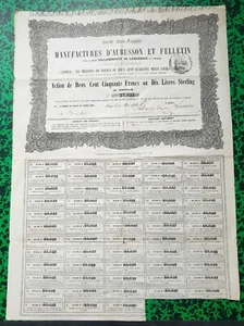 Dépt 23 - Aubusson & Felletin - Rare Célèbres Manufactures de Tapisseries - 1856 - Picture 1 of 1