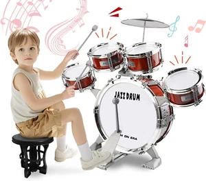 Toy Drum Set for Toddlers Music Toys for 3 4 5 Year Old Kids Jazz Drum Kit with - Picture 1 of 12