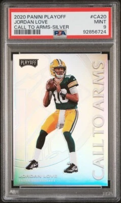 2020 JORDAN LOVE PANINI PLAYOFF CALL TO ARMS SILVER RC ROOKIE PSA 9 MINT - Image 1 of 2