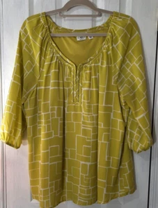 Women's Plus 14W/16W Tunic Top Blouse Lined 3/4 Bishop Sleeve Off Shoulder Cato - Picture 1 of 11