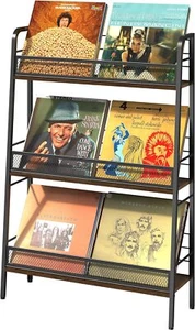 3 Tier Vinyl Record Storage Stand Shelf Rack Holder Metal Album CD DVD Shelves - Picture 1 of 7