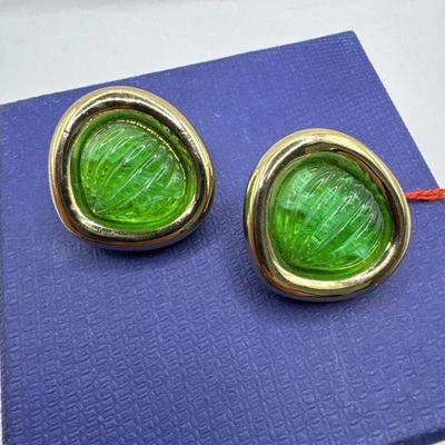 Henkel& Grossé Ohrringe Vergoldung Vintage, Smaragd , Christian Dior - Bild 1 von 4