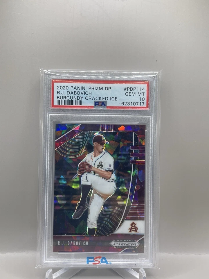 2020 Panini Prizm Draft Picks Cracked Ice /23 RJ Dabovich #PDP114 SSP PSA 10 - Image 1 of 1