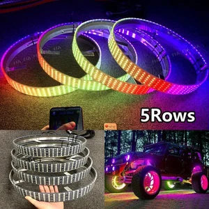 5Row 17.5'' Brightest Color Chasing LED Truck Wheel Ring Lights Tire Rim Light - Foto 1 di 13