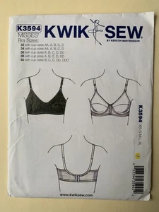 Retro Kwik Sew pattern K3594 Bra with cup sizes AA to DDDD - Sizes XS-XL UNCUT - Picture 1 of 3