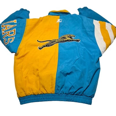 Jaqueta acolchoada vintage Jacksonville Jaguars Starter logotipo original masculina grande anos 90 - Imagem 1 de 4