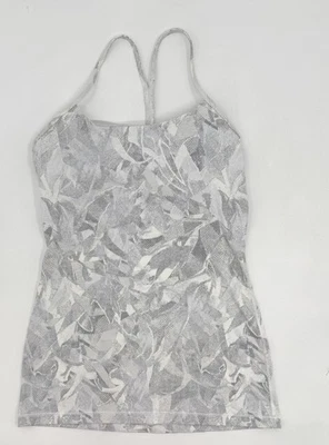 Camiseta sin mangas Lululemon para mujer 6 gris blanco Power Y sujetador incorporado yoga atlético espalda en Y Foto 1 de 4