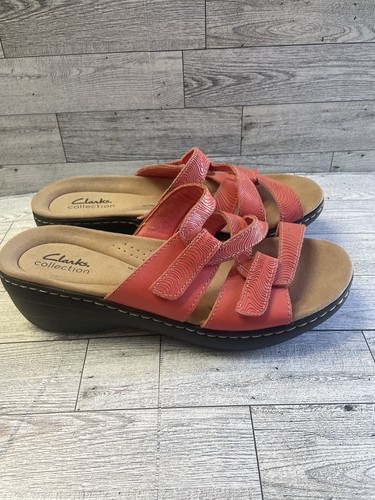 Clarks sandalo donna Merliah Karli con tacco taglia US 8W pelle rosa polvere.
