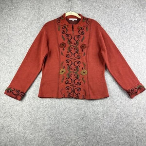 Caamano maglione donna L alpaca ricamato floreale full zip cardigan terracotta - Foto 1 di 12