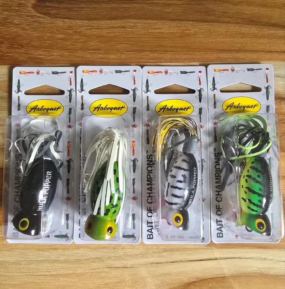 (Ct. de 4) Falda seductora Arbogast Hula Popper Topwater 2" 3/8 oz boca ahuecada Foto 1 de 4