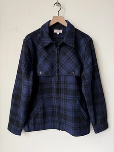 Chaqueta Wallace & Barnes Mezcla Lana Azul Negro Cuadros Mackinaw Camisa de Trabajo Camisa Jac - Imagen 1 de 3