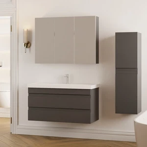 Badmöbel Set 60 80 100 cm Anthrazit – Waschtisch, Unterschrank & Spiegelschrank - Bild 1 von 38