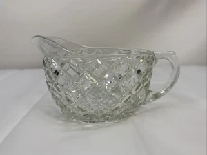 VINTAGE ANCHOR HOCKING WATERFORD CLEAR GLASS WAFFLE CREAMER PITCHER - Picture 1 of 9