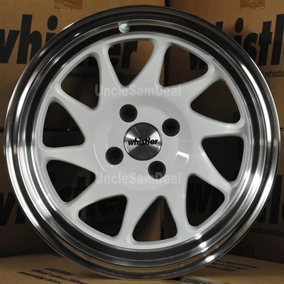 JUEGO DE 4 RUEDAS 16X9 4X100 15 OFFSET WHISTLER KR7 BLANCO BRILLANTE 10 RADIOS LABIO MÁQUINA Foto 1 de 4