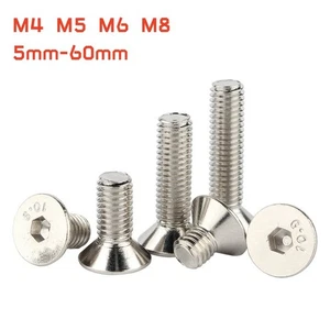 M4 M5 M6 M8 Countersunk Head Screw Hex Drive Allen Bolt Grade 10.9 Nickel Plated - Picture 1 of 7