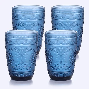 14OZ Drinking Highball Beverage Glass Cup, Blue Drinking Glasses, Colored Gla... - Picture 1 of 7