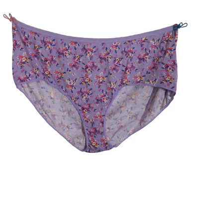 Comfort Choice 紫色花卉棉质内裤 16 码加大 48W 码 — 第 1/4 张图片
