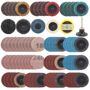 81Pcs/set 2'' Sanding Roll Disc Roll Lock Surface Coarse Pads Polishing Kit NEW - Picture 1 of 11